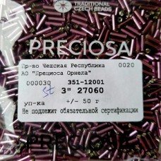 27060 Стеклярус чешский, 3", фиолетовый, 50гр