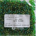 51060 Бисер чешский Preciosa 6/0, зеленый, радужный,  50гр