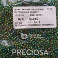 51060 Бисер чешский Preciosa 8/0, зеленый, радужный,  50гр