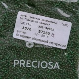 57150m Бисер круглый чешский Preciosa 10/0,  матовый зеленый "огонек", 50гр