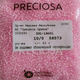 58573 Бисер чешский Preciosa 10/0, розовый радужный, 1-я категория, 50гр