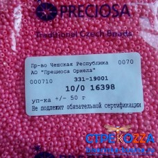 16398 Бисер Чехия круглый 10/0, розовый, 1-я категория, 50гр