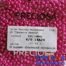 16A26 Бисер Чехия круглый 6/0, Terra Intensive, розовый, 1-я категория, 50гр
