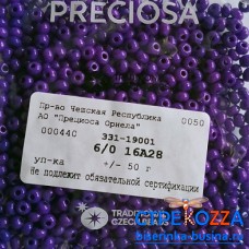 16A28 Бисер Чехия круглый 6/0, Terra Intensive,  фиолетовый, 1-я категория, 50гр