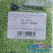 18556 Бисер Чехия круглый 10/0, металлик зеленый,  50гр
