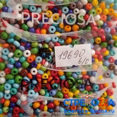 19690 Бисер Чехия круглый 6/0, микс разноцветный, керамика,  50гр
