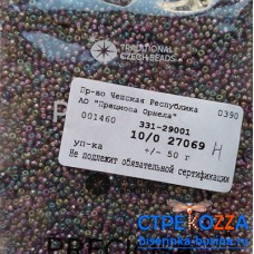 27069 Н Бисер Чехия круглый 10/0, фиолетовый радужный, 50гр