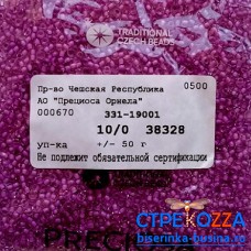 38328 Бисер Чехия круглый 10/0,  фиолетовый, прозрачный, 50гр