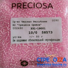 58573  Бисер Чехия круглый 10/0, радужный розовый, 1-я категория, 50гр