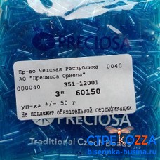 60150 Стеклярус чешский, 3", голубой, 50гр