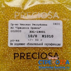 81010 Бисер Чехия круглый 10/0, желтый прозрачный, 1-я категория,  50гр