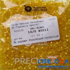 85011 Бисер чешский "рубка" 10/0, желтый сатиновый, 1-я категория, 50гр