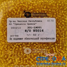 85016 Бисер Чехия круглый 8/0, желтый прозрачный, 1-я категория,  50гр