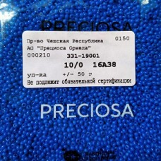 16A38 Бисер Чехия круглый 10/0, Terra Intensive,  голубой, 1-я категория, 50гр