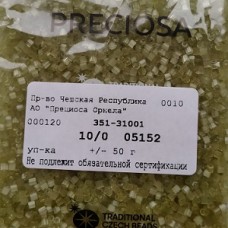 05152 Бисер чешский "рубка" 10/0, сатиновая желто-зеленая