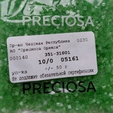 05161 Бисер чешский "рубка" 10/0, сатиновая  зеленая