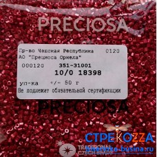 18398 Бисер чешский "рубка" 10/0, малиновый металлик, 1-я категория, 50гр