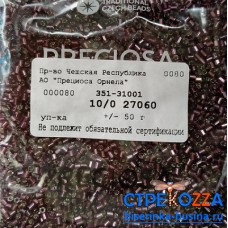 27060 Бисер чешский "рубка" 10/0, фиолетовый "огонек"