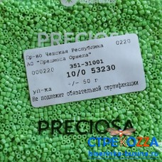 53230 Бисер чешский "рубка" 10/0, зеленый керамика,1-я категория, 50гр