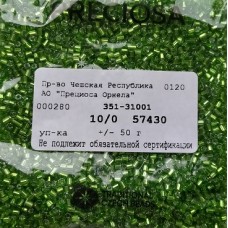 57430 Бисер чешский "рубка" 10/0, салатовый, 1-я категория, 50гр