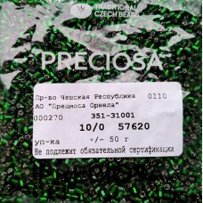 57620 Бисер чешский "рубка" 10/0, зеленый, 1-я категория, 50гр