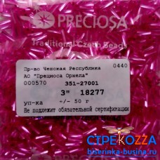 18277 Стеклярус чешский, 3", TwSH,розовый, 50гр