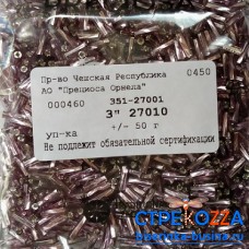 27010 TwSH Стеклярус чешский, 3", фиолетовый витой, 50гр