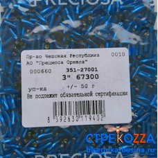 67300 Стеклярус чешский, 3",  TwSH крученый, синий, 50гр