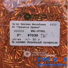 97030 TwSH  Стеклярус чешский  3",  крученый, оранжевый, 50гр