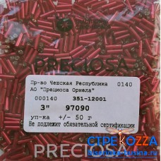 97090 Стеклярус чешский, 3",  красный, 50гр