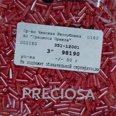98190 Стеклярус чешский, 3", темно-красный, 50гр