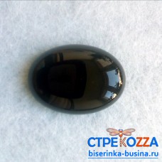 Кабошон натурального камня, агат, черный, 25х18мм, Нк08