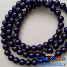 Бусины  чешские под жемчуг, цвет темный фиолетовый, 6мм, 1 нить
