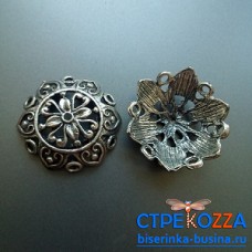 Пр101,  Шапочки на бусины, античное серебро, размер  25х10мм